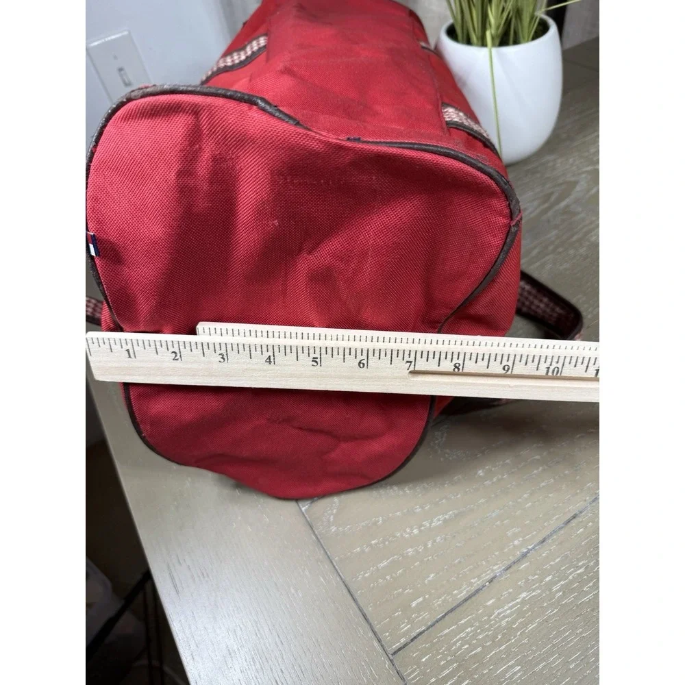 Vintage Tommy Hilfiger Red Tote Duffle Bag houndstooth Straps 90s Fashion‎